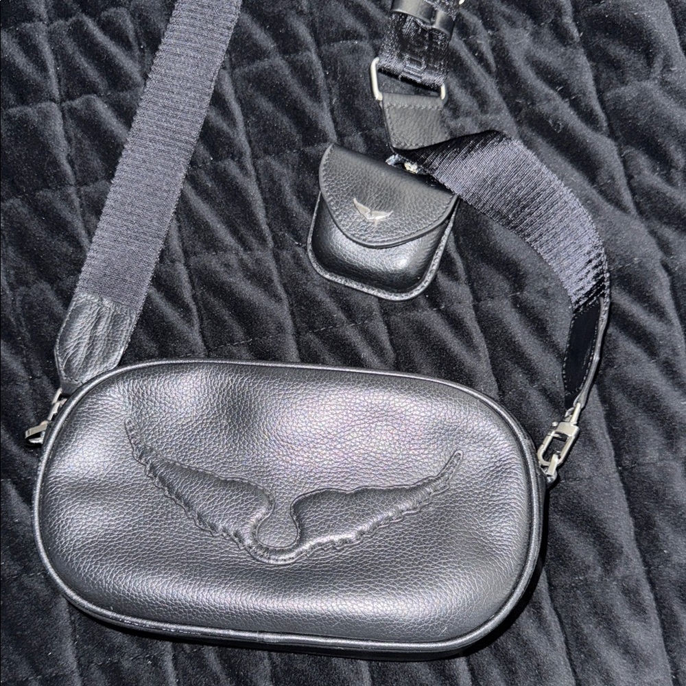 Zadig & Voltaire Black Leather Crossbody Bag with Logo